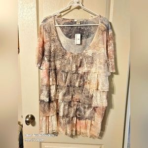 CJ Banks Casual Chic Flapper Style Ruffles Blouse Sexy Plus Size 3X